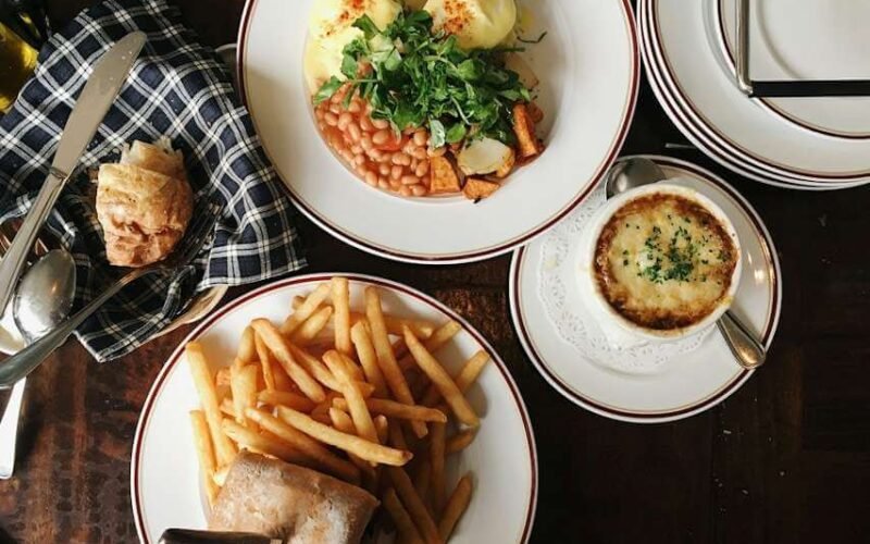 Table full of belgian specialties
